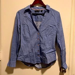 Blue Jean Dress Shirt w/ Heart Buttons